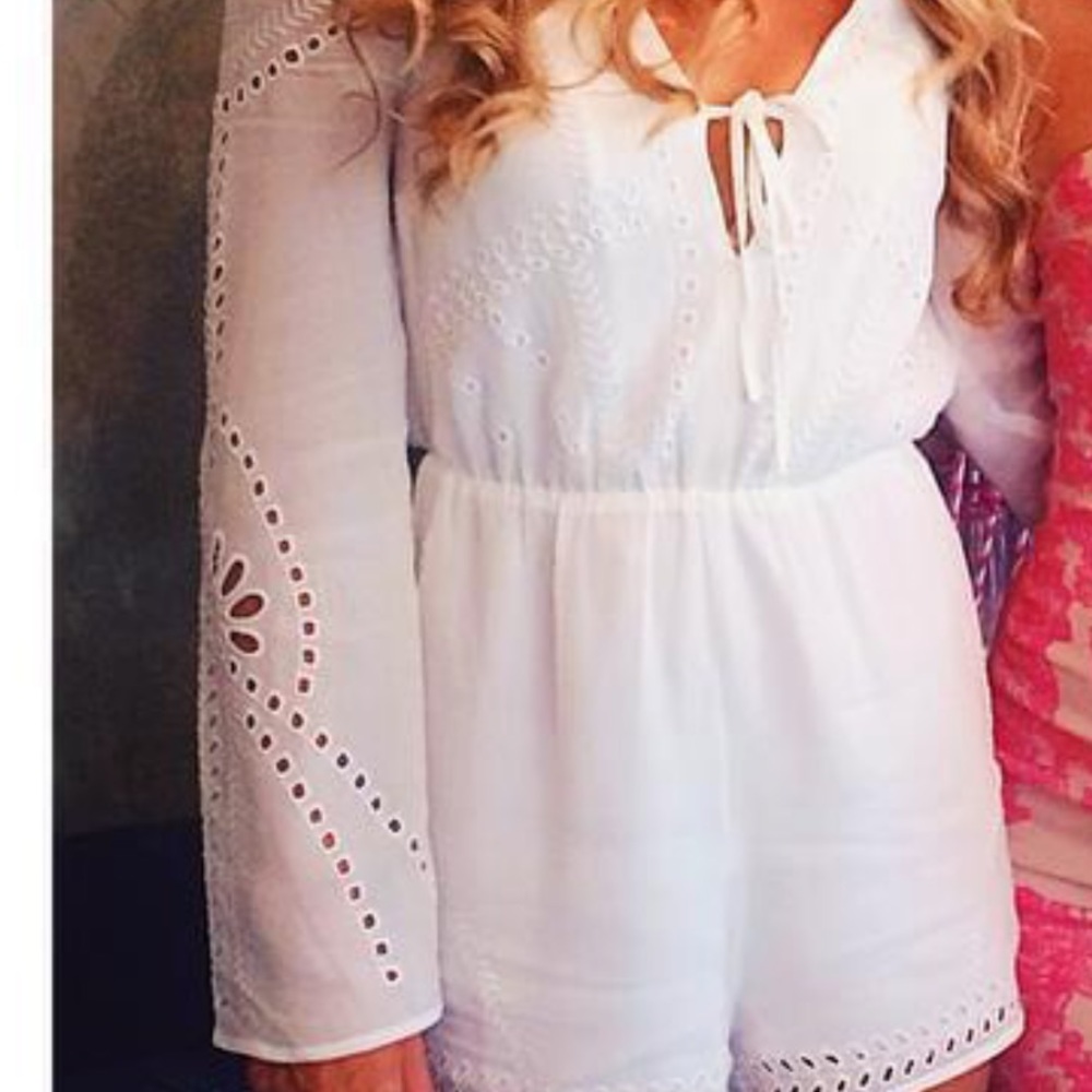 Used - H&M white eyelet romper - size 4